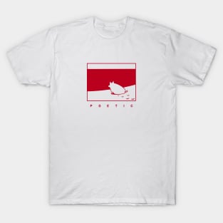 Poetic mood, a pig on the beach in red ink T-Shirt